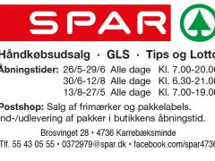 Byliv.nu: Spar-annonce, der viser butikstider, adresse, kontaktoplysninger og tjenester, herunder frimærker og pakketjenester.